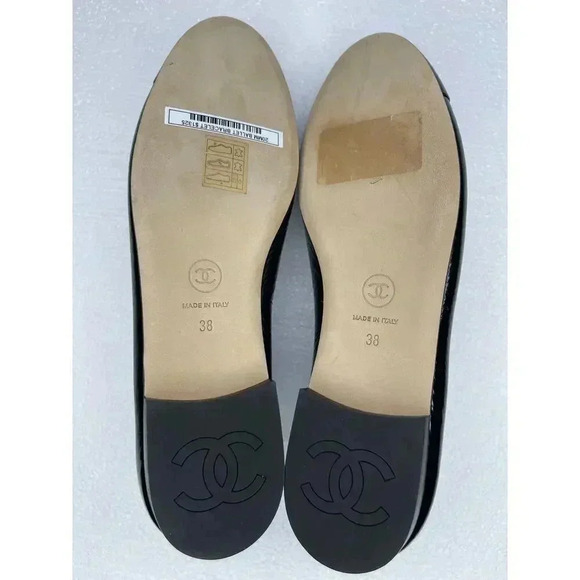 Chanel Camelia Black Leather Flat Ballerina size 38 New with defects - Picture 12 of 13